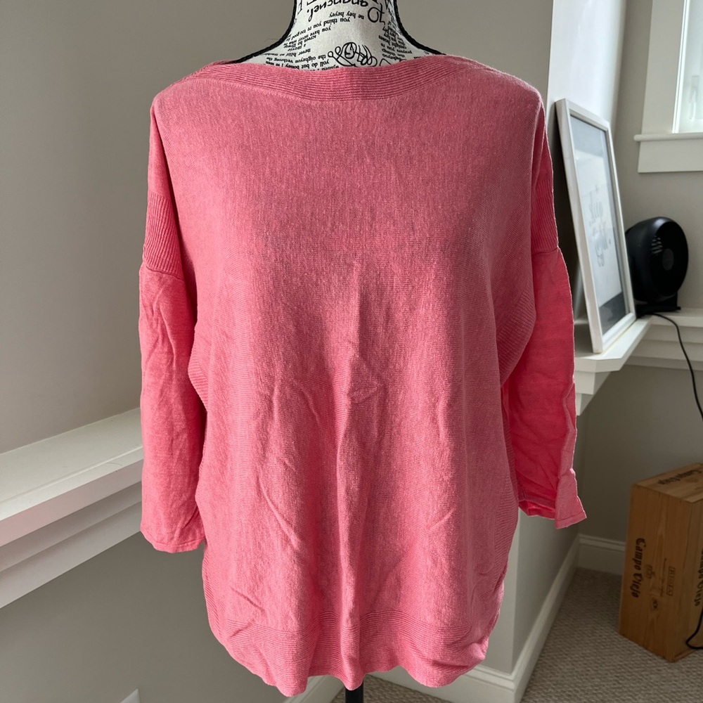 Peach boat neck summer weight sweater